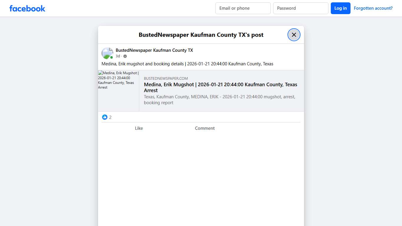 Medina, Erik mugshot... - BustedNewspaper Kaufman County TX Facebook